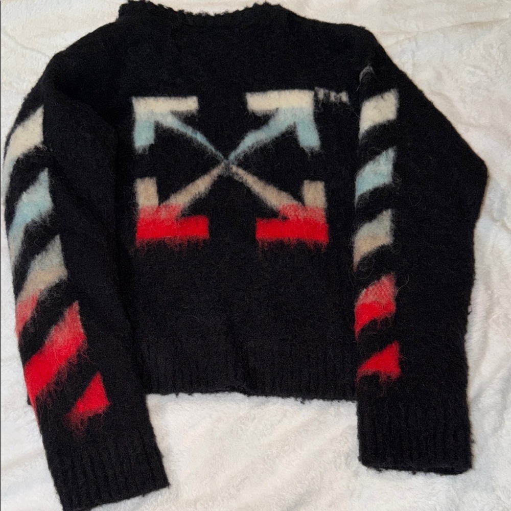 Off-White Black and Red Graphic Sweater